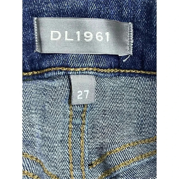 DL1961 Mara Straight Jeans 27 Ankle Mid Rise Blue Raw Hem Stretch Instasculpt - Picture 8 of 11